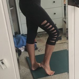 Kira grace black yoga crop leggings